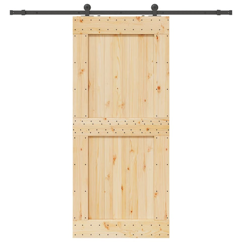 Sliding Door with Hardware Set 100x210 cm Solid Wood Pine 3332723