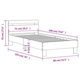 Bed Frame without Mattress with Headboard Black 75x190 cm Small Single 838569