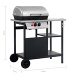 Gas BBQ Grill with 3-layer Side Table Black and Silver 47392