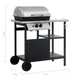 Gas BBQ Grill with 3-layer Side Table Black and Silver 47392