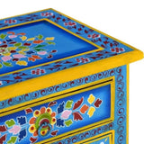 Bedside Cabinet Solid Mango Wood Turquoise Hand Painted 244834