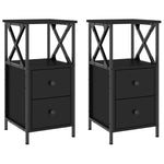 ZNTS Bedside Cabinets 2 pcs Black 34x35.5x70 cm Engineered Wood 825944