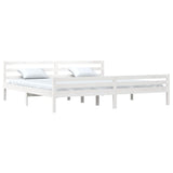 Bed Frame without Mattress White Solid Wood 180x200 cm Super King 814835
