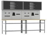 Work Bench Set 8 pcs Black and Grey Powder-Coated Steel 3321502