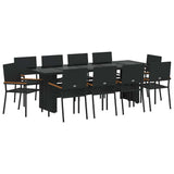 Garden Dining Set 11 pcs Black Poly Rattan 3365417