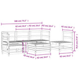 6 Piece Garden Sofa Set White Solid Wood Pine 3250721
