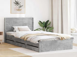 Bed Frame with Storage and Headboard Concrete Grey 90 x 190 cm 3413986
