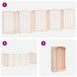 Dog Gate with Door Foldable 9 Panels 450 cm Poplar Wood 3155588