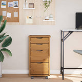 Rolling Cabinet with Drawers MOSS Honey Brown Solid Wood Pine 355903