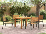 Garden Dining Set 5 pcs Black Solid Acacia Wood 3365514