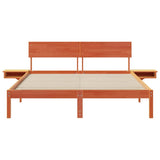 Bed Frame with Headboard Wax Brown 150 x 200 cm Solid Pine Wood 873444