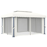 Gazebo with Curtain 4x3 m Cream White Aluminium 3053375
