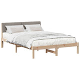 Bed frame Brown and taupe 140 x 190 cm Solid pine wood 878687