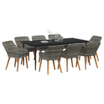 Garden Dining Set with Cushion 9 pcs Grey Poly Rattan 3261683