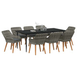 Garden Dining Set with Cushion 9 pcs Grey Poly Rattan 3261683