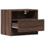 ZNTS Wall-mounted Bedside Cabinet with LED Lights Brown Oak 852073
