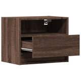 ZNTS Wall-mounted Bedside Cabinet with LED Lights Brown Oak 852073