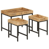 Nesting Coffee Tables 3 pcs Solid Rough Mango Wood and Iron 372732