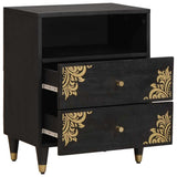Bedside Cabinet Black 50 x 33 x 62 cm Solid Mango Wood 4018818