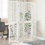 Room Divider 4 Panels White Solid Wood Paulownia 358738
