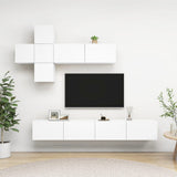 7 Piece TV Cabinet Set White Engineered Wood 3078709