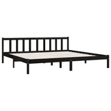 810106 Bed Frame without Mattress Black Solid Wood 200x200 cm