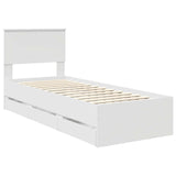 Bed Frame with Drawer White 75 x 190 cm Engineer Wood 3410756