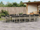 15 Piece Garden Dining Set with Cushions Light Grey Poly Rattan 3211595