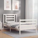 Bed Frame without Mattress White Small Single Solid Wood 3194662