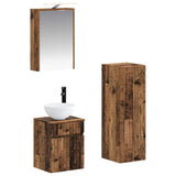 Bathroom Furniture Set 4 pcs Old Wood Engineered Wood and Glass 3407469