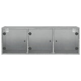 Wall Cabinet with Glass Doors Concrete Grey 102x37x35 cm 836514