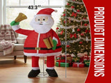 1.8M Lighted Santa Claus Holding Bell Christmas Yard Decorations, Pre-lit Pull Up Santa with 200 79483818