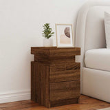 Bedside Cabinet with LED Lights Brown Oak 35x39x55 cm 836761