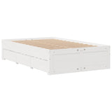 Bookcase Bed without Mattress White 135x190 cm Double Solid Wood Pine 3308976
