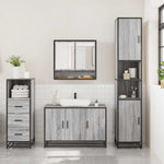 ZNTS 3 Piece Bathroom Furniture Set Grey Sonoma Engineered Wood 3301043