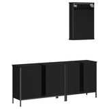 3 Piece Bathroom Furniture Set Black Engineered Wood 3214790