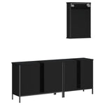 ZNTS 3 Piece Bathroom Furniture Set Black Engineered Wood 3214790
