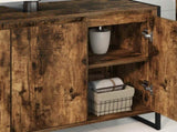 Bathroom Cabinet Smoke Oak 90 x 30 x 60 cm Engineered Wood 886482