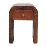 Solid Wood Mini Darcy Chestnut Nightstand with Curved Edges, 1 Drawer, Dark Brown B2743P403470
