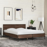 Bed Frame without Mattress Brown Oak 150x200 cm King Size 3280006