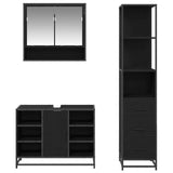 Bathroom Furniture Set 3 pcs Black Oak Engineered Wood 3402571