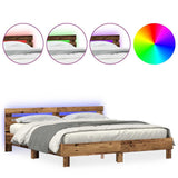 Bed Frame with Headboard Old wood 200 x 200 cm Engineered wood 3333933