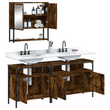 3 Piece Bathroom Furniture Set Smoked Oak Engineered Wood 3214667