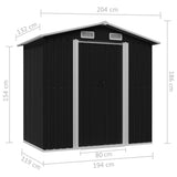 ZNTS Garden Storage Shed Anthracite Steel 204x132x186 cm 47028