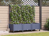 Garden Planter with Trellis&Wheels 3 pcs Grey 120 x 40 x 149 cm 3423078