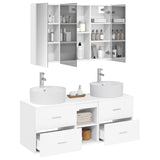 Bathroom Furniture Set 4 pcs White Engineered Wood and Glass 3406903