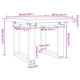 ZNTS Coffee Table O-Frame 50x50x35.5 cm Solid Wood Pine and Steel 3282725