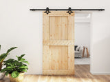 Sliding Door Natural and Black 80 x 210 cm Solid Pine Wood 3445068