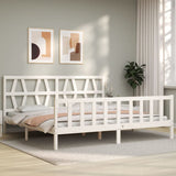 Bed Frame without Mattress White 200x200 cm Solid Wood Pine 3192512