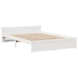 Bed Frame White Solid pine wood, Plywood 140x190 cm Bed Frame 3306755